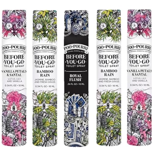 Poo-Pourri Before-You-Go Toilet Spray, Travel Size 10 mL, 5 Pack