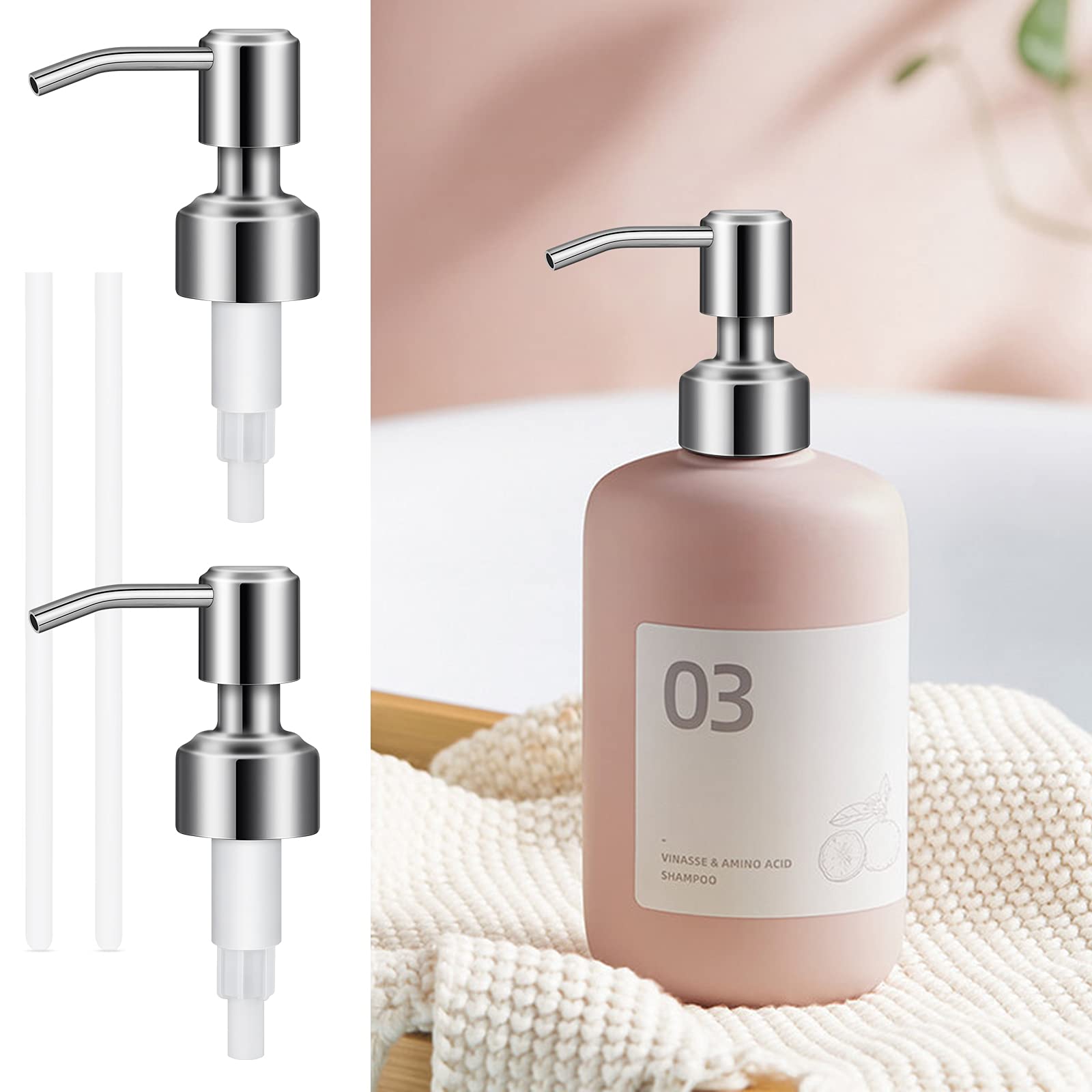 Pompa Distributore Sapone In Acciaio Inox 304 - Ricambio 28mm Con Finitura Spazzolata Antimpronta - Foto 3