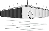 Vista 20 de Vaso de vino de 12 onzas con tapa con pajita, vaso de vino de acero inoxidable de doble pared con aislamiento al vacío, tazas de viaje sin tallo