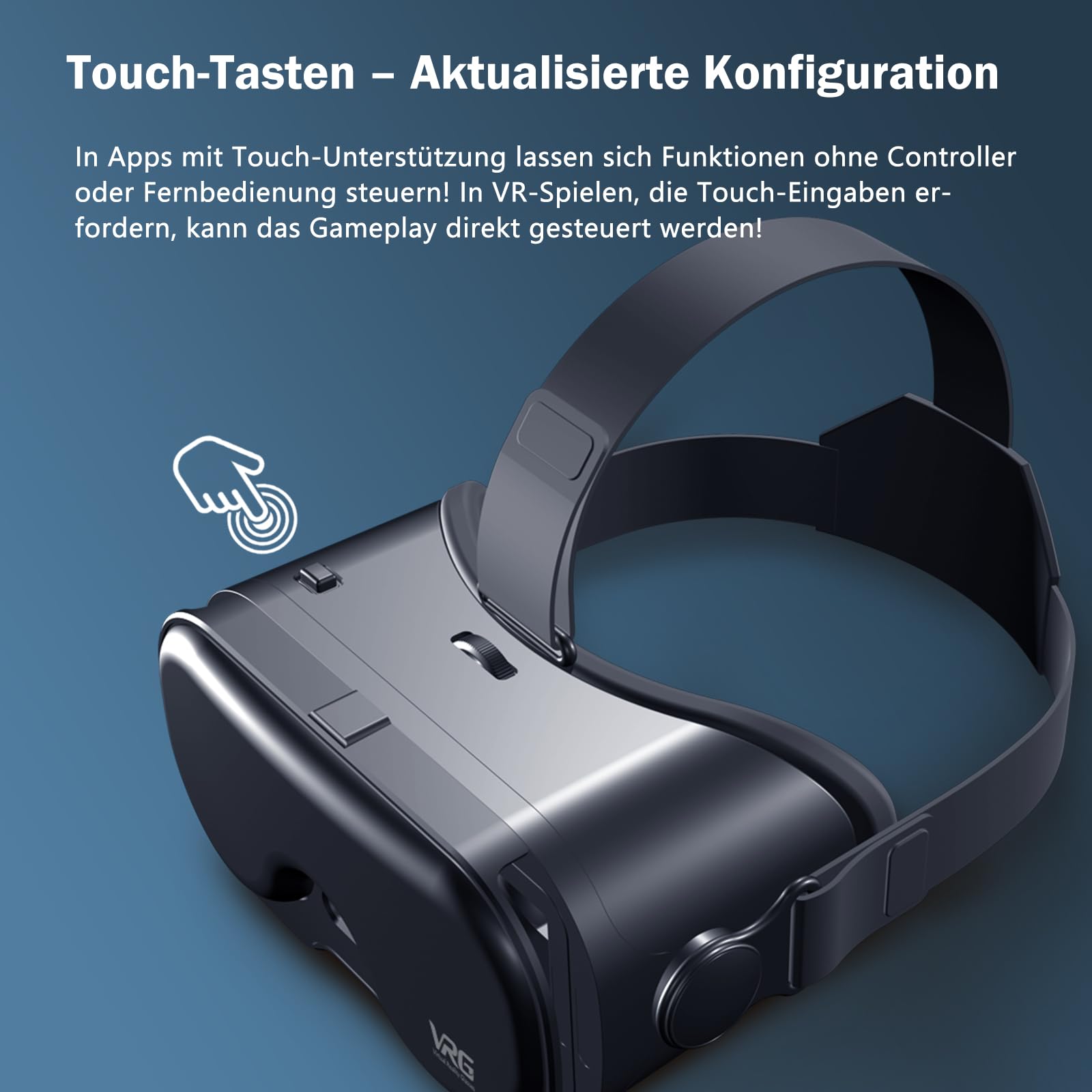VR-Brille für Handy mit Controller, Einstellbare 3D-Brille Kompatibel mit 5-7 Zoll, Blaulichtfilter & HD-Linsen, Für Mobile Games & Filme