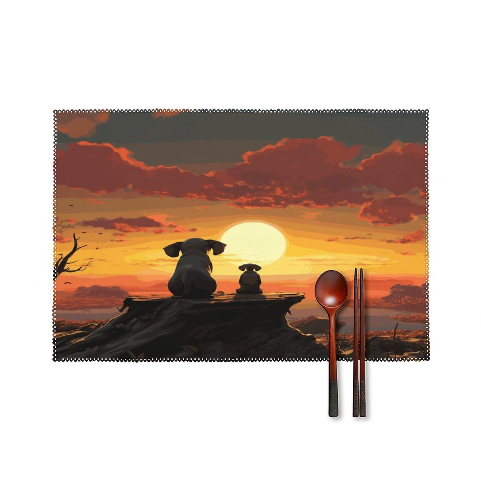 Fodpand Style Elephant And Dog Watch The Sunset Placemats Set Of 4 Place Mats Table Mats