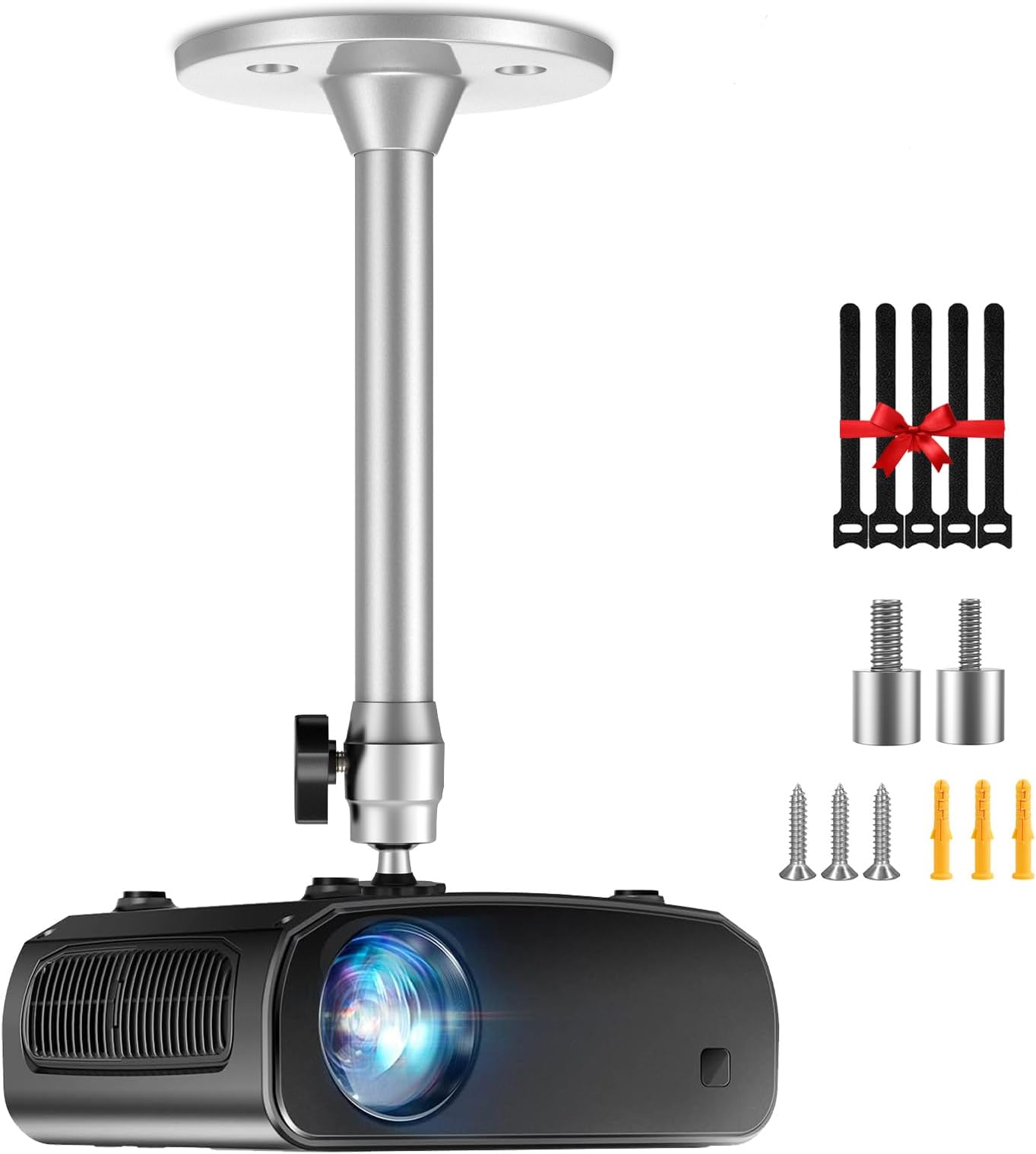 DAWASAPATMini Ceiling Wall Projector Mount Stand Compatible with QKK, DR.J, DBPOWER, Anker, VANKYO, AAXA, Jinhoo, PVO, TMY, AuKing and Most Other Mini Projector - Silver