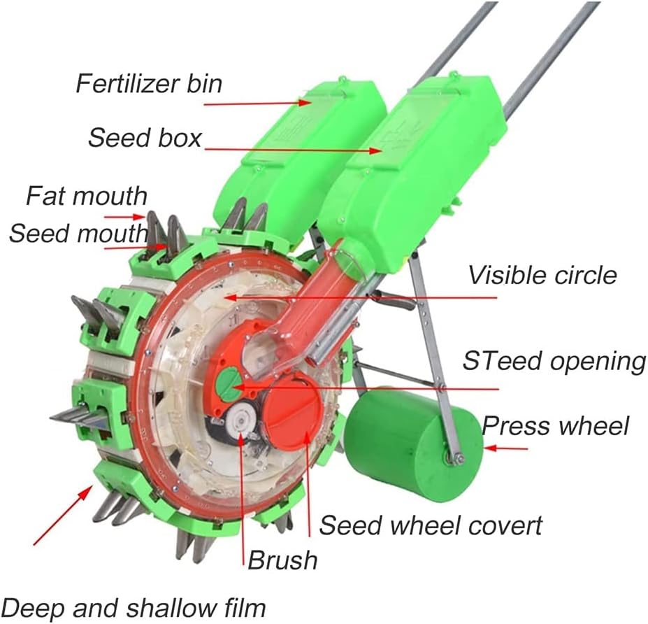Garden Seeder, Precision Corn Cotton Soybean Peanut Planter, Lawn Seeder & Fertilizer Spreader, Portable Hand-Push Roller Seeder