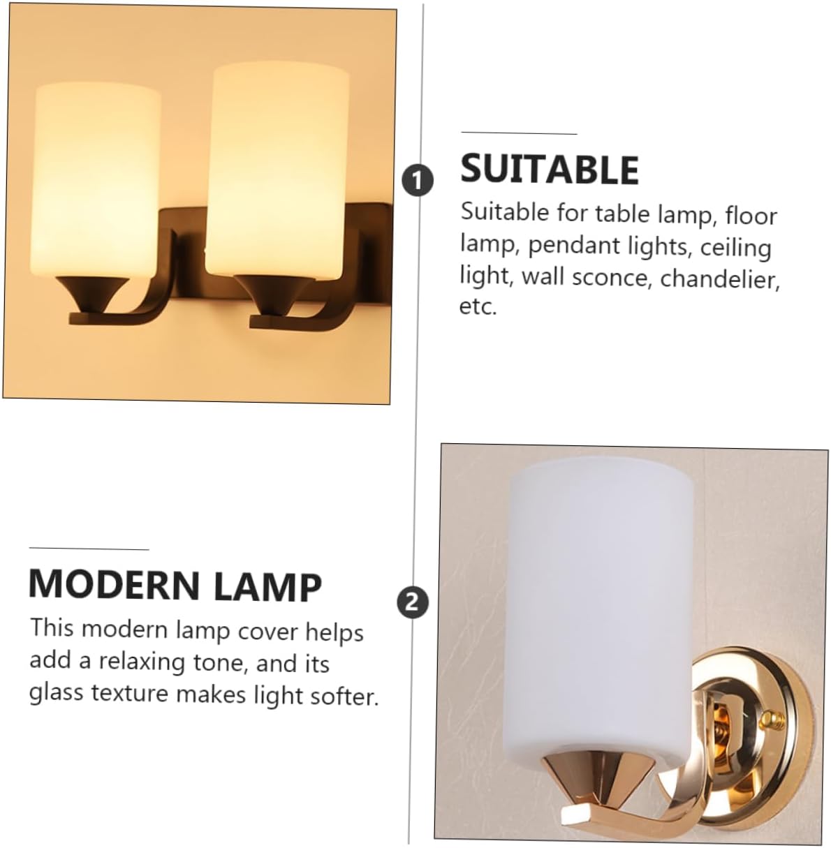 Gadpiparty 2pcs Glass Shade Replacement for Ceiling Lamps Frosted Glass Light Fixture Elegant Accessory for Home for Living Room Bedroom and Bathroom