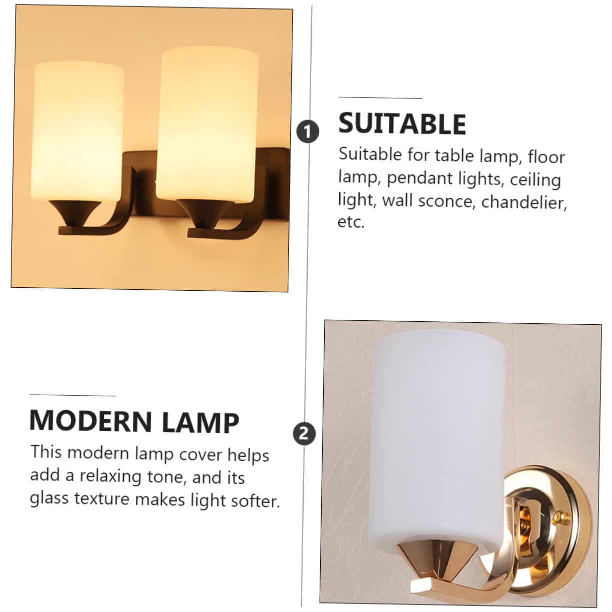 SHINEOFI Abat-jour en Verre Laiteux E27 pour Lampe Murale Suspendre, Design Cylindrique Élégant Adapté pour Chambre et Couloir, Éclairage Décoratif Solide