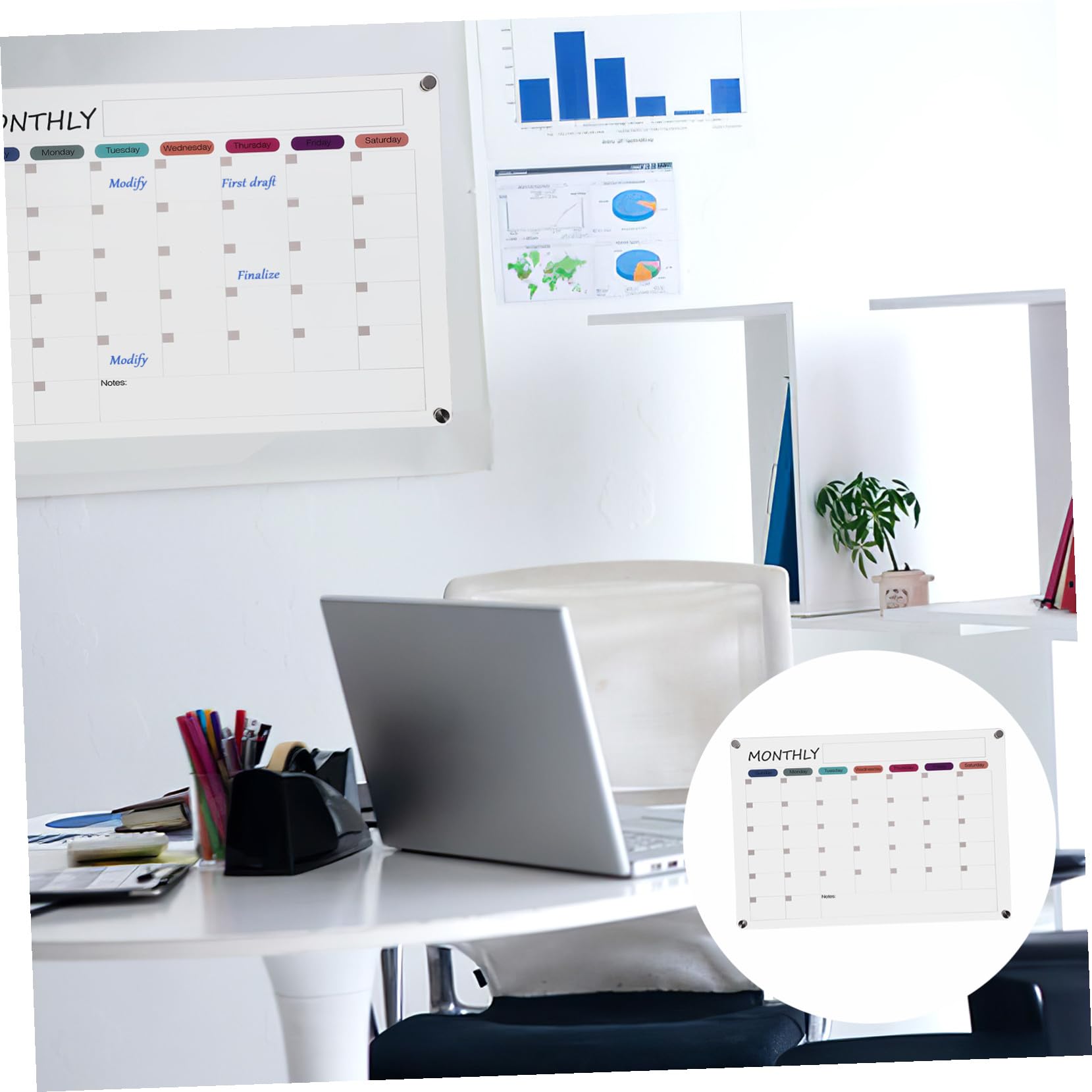 Lavagna Mensile Acrilica Magnetica Trasparente Board Cancellabile Secco Pianificatore Calendario per Cucina Ufficio e Scuola Superficie Liscia per Scrittura Facile e Riutilizzabile