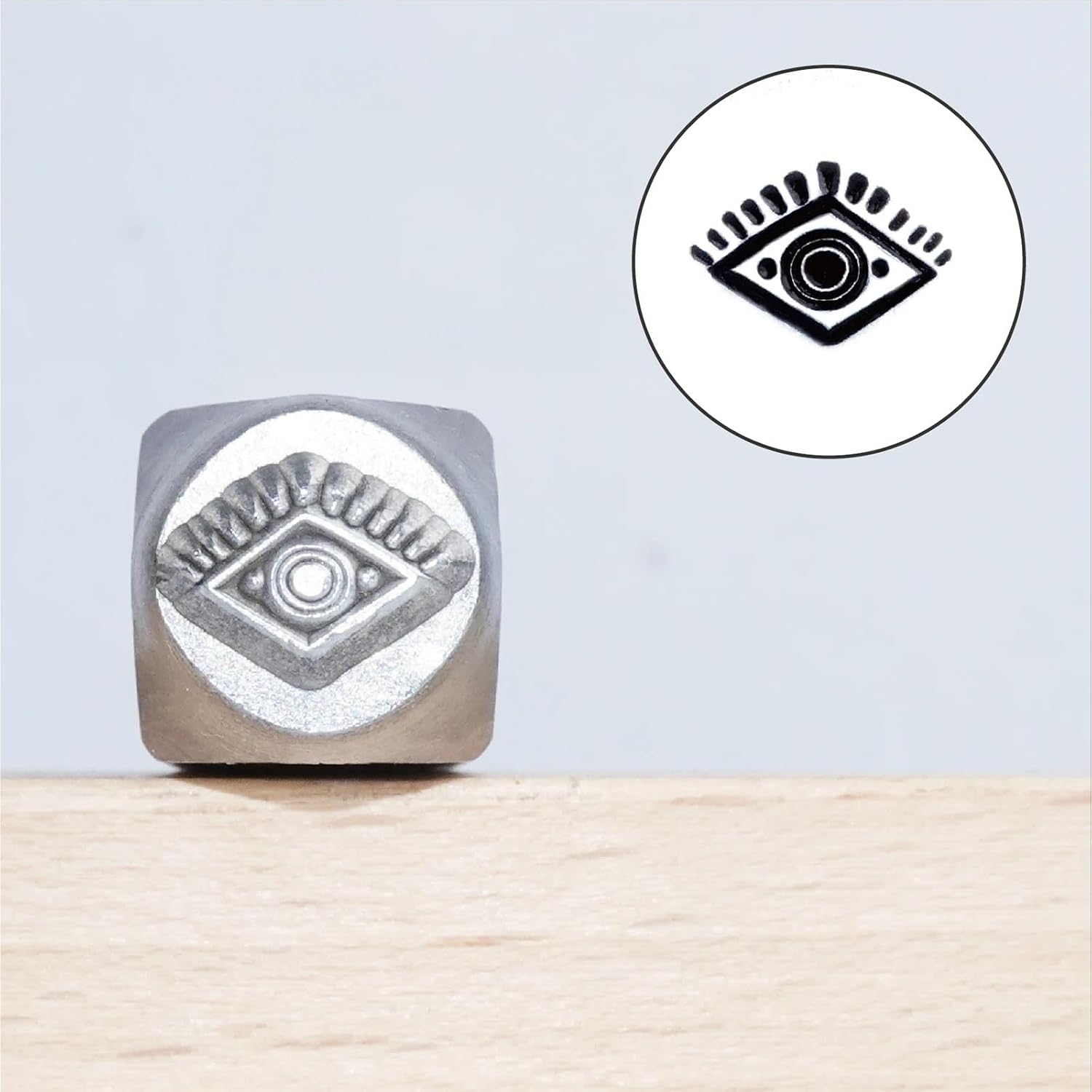 Metal Stamping Tool Set 7 pcs Metal Stamping Jewelry Making Supplies Eye/Evil Design Stamp for, (8mm)