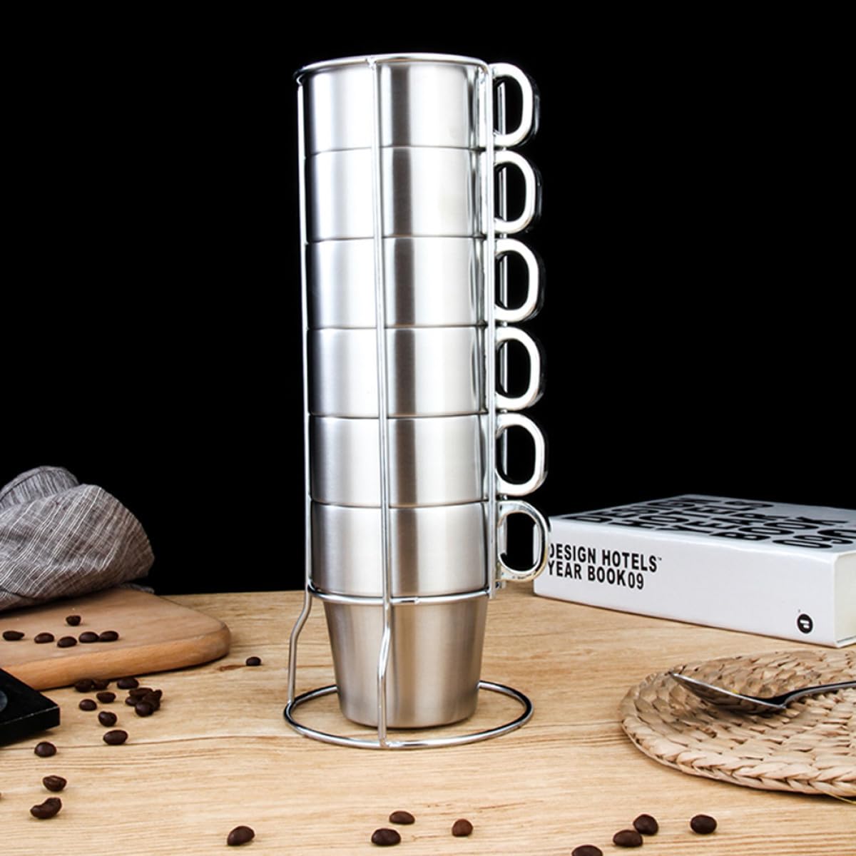 6 Stück Edelstahltasse mit Mehrschichtigem Isolationsdesign Großer Trinkbecher für Heiße Getränke Stapelbar und Leicht zu Verstauen für Outdoor Party Einsatz