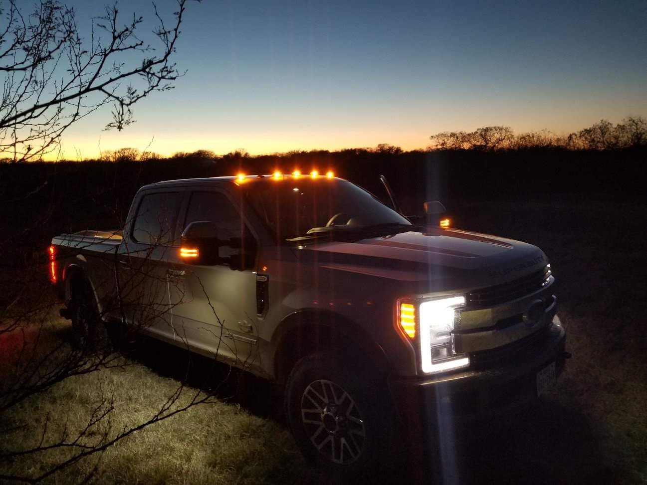 iJDMTOY 5pc Smoked Lens Amber Yellow Full LED Cab Roof Marker Light Kit Compatible With 2017-up Ford F250 F350 F450 F550 Super Duty (Fit the Trucks Initially Without OEM Cab Roof Lamps)