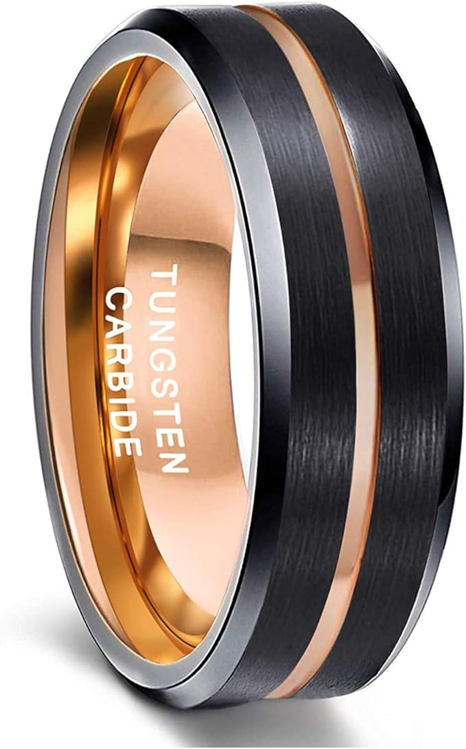 Zakk Ringen Heren Wolfram Zwart Goud Zilver 8mm Breed Baksteenpatroon Verlovingsringen Trouwringen Eheringe Vriendschapsringen, Wolfraam, Geen