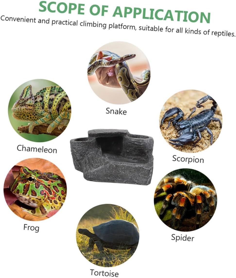BESPORTBLE Turtle Basking Platform for Aquatic Turtles and Reptiles Resin Climbing Rock Decor for Fish Tanks Natural Look Easy Access for Tortoise Sunbathing and Feeding