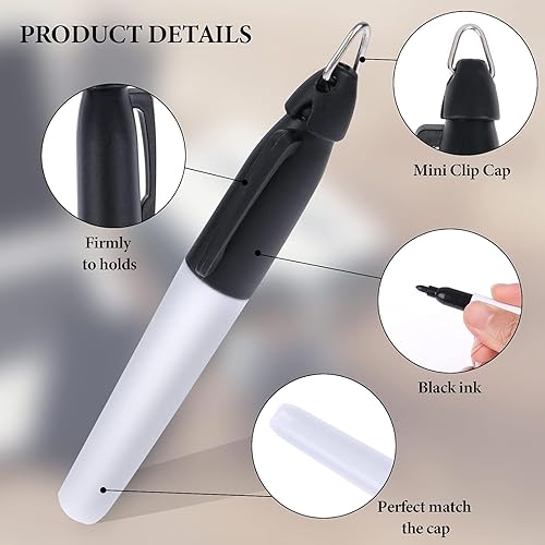 Miniatura 4 de 150 mini marcadores permanentes con clips para tapa, marcadores de pelota de golf, marcadores de borrado en seco con gancho triangular, clips de