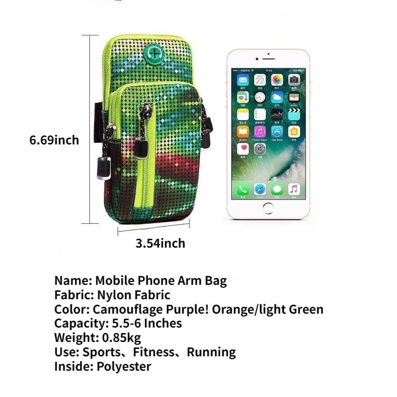 ALTALIVA 3 Colors Sweat-Proof Running Arm Bands with Earphone Holes and Pocket for Sport Jogging Workout Gym Exercise Fitness (Light Green)