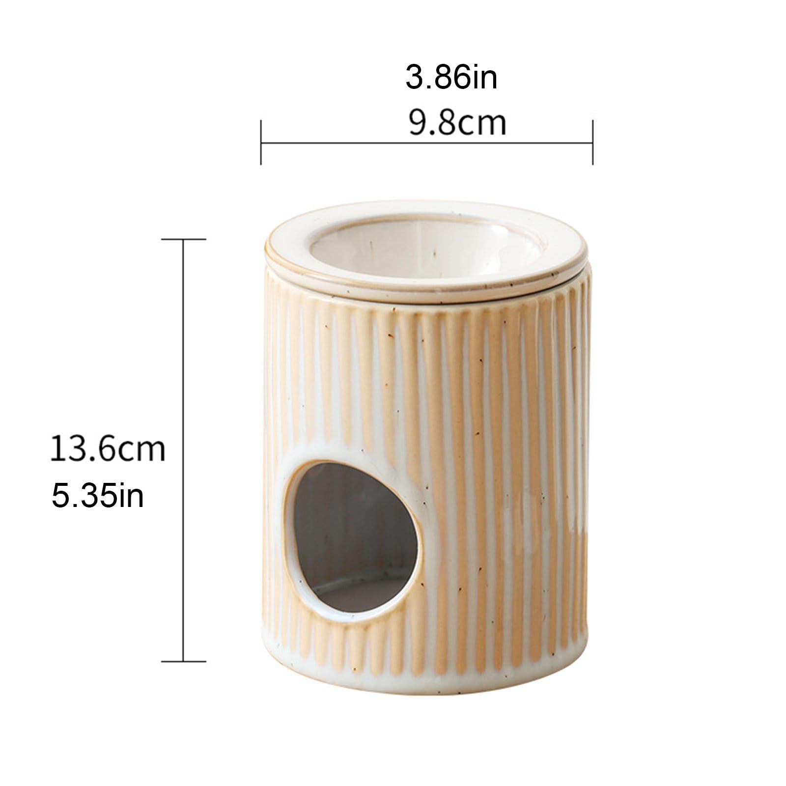 kominek do aromaterapii, Ceramiczny świecznik na tealighty z podziałką w stylu vintage, dyfuzor aromaterapeutyczny do dekoracji domu i biura(Light Yellow)