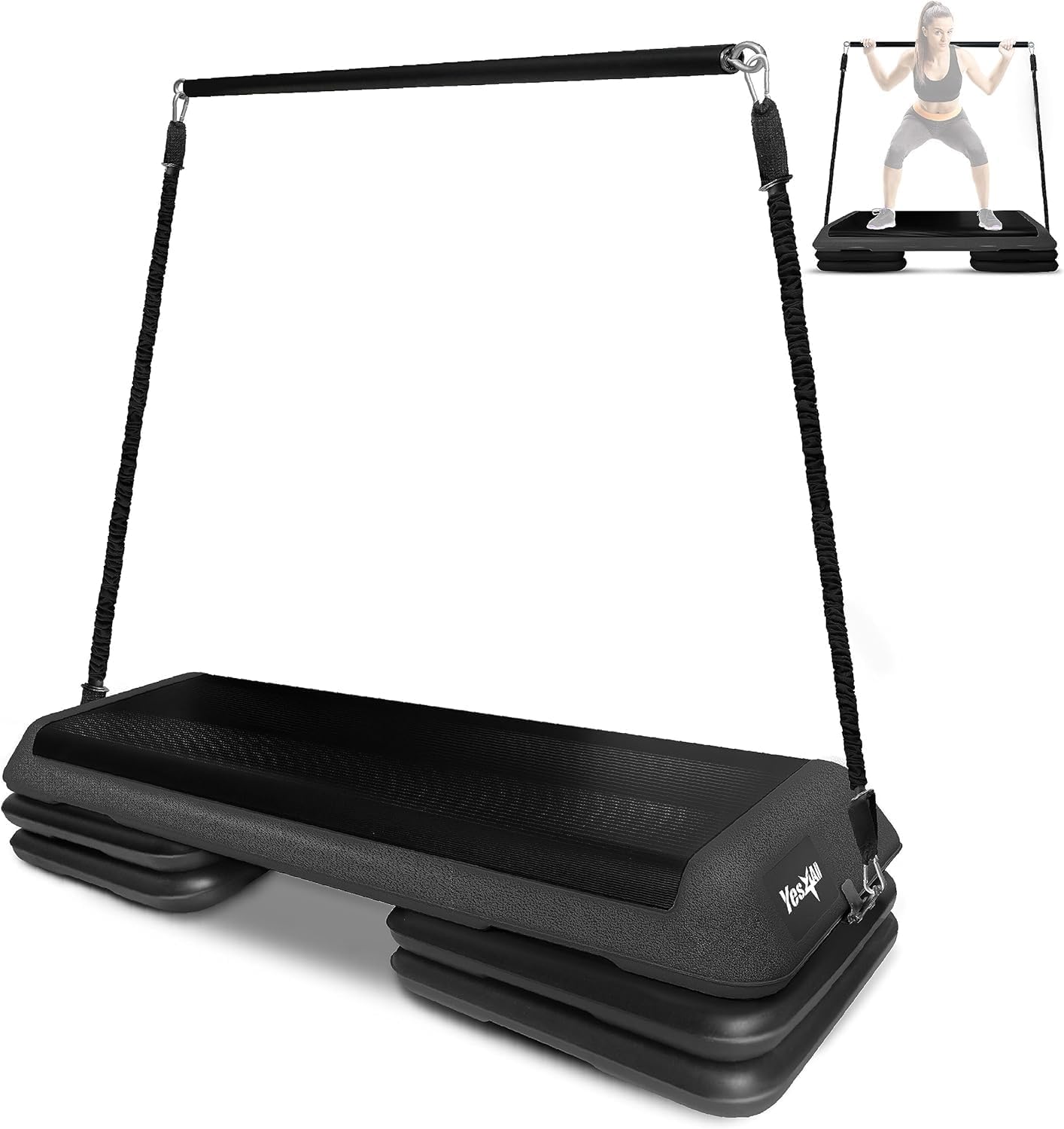 Yes4All Multi-Functional Aerobic Step Platform Adapter/Versatile Stepper Platform With Pilate Bar And Resistance Band