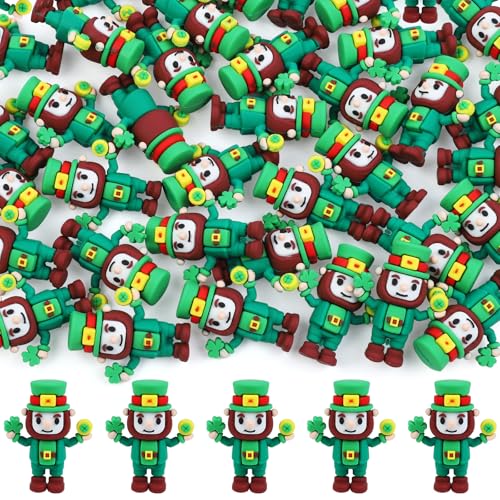 DETENE 36 Pcs Mini Gnomes Figurines St. Patrick's Day Tiny Leprechaun Figurines Green Shamrock Gnome Statue for Home Tabletop Centerpiece Decoration Brown