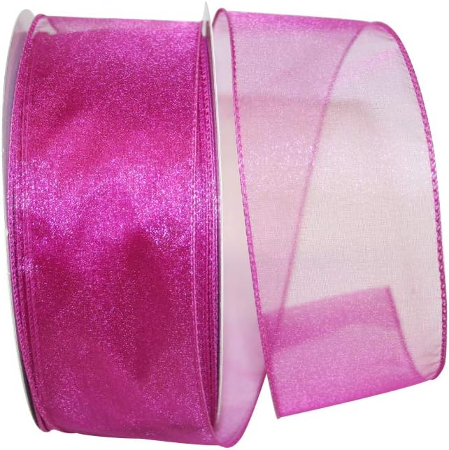 Reliant Ribbon Sheer Lovely Value Wired Edge Ribbon, 2-1/2 Inch X 50 Yards, Magenta