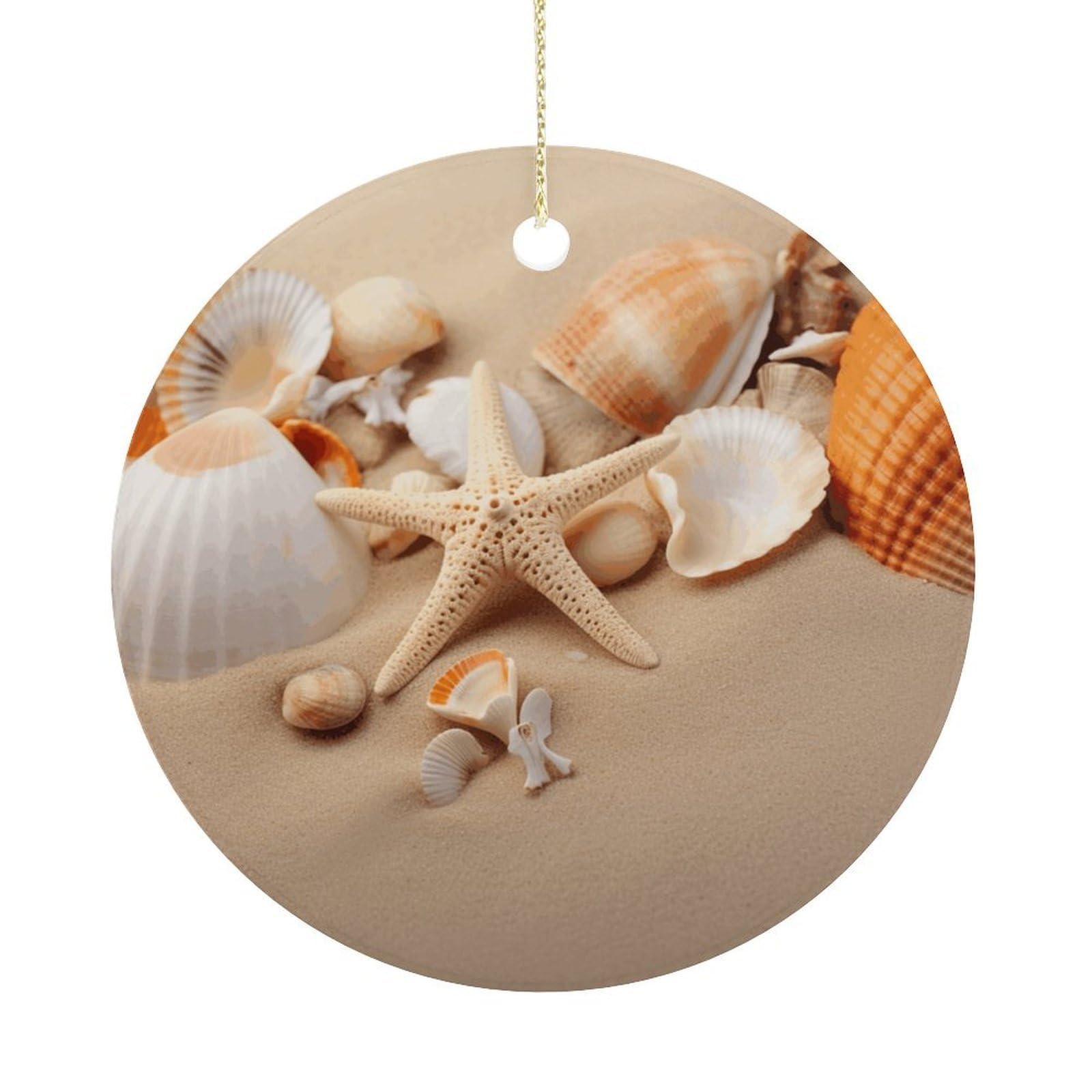 Adfgyerh Women's Style Seashells Starfish On The Sand Hanging Ceramic Ornaments, Christmas Tree Decorations, Funny Home Decor Gifts For Sisters & Work Best Friends