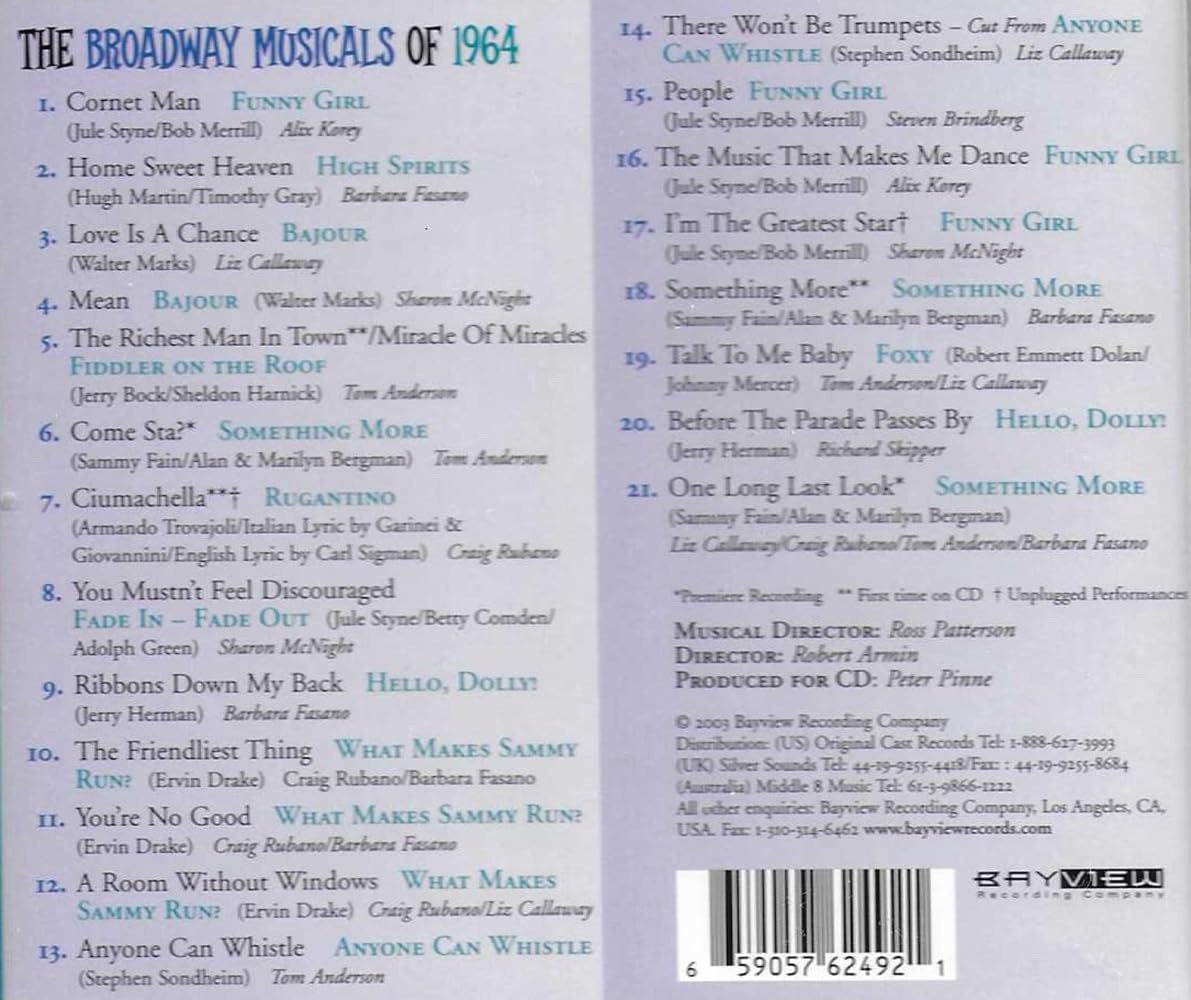 Broadway Musicals Of 1964 With Liz Callaway