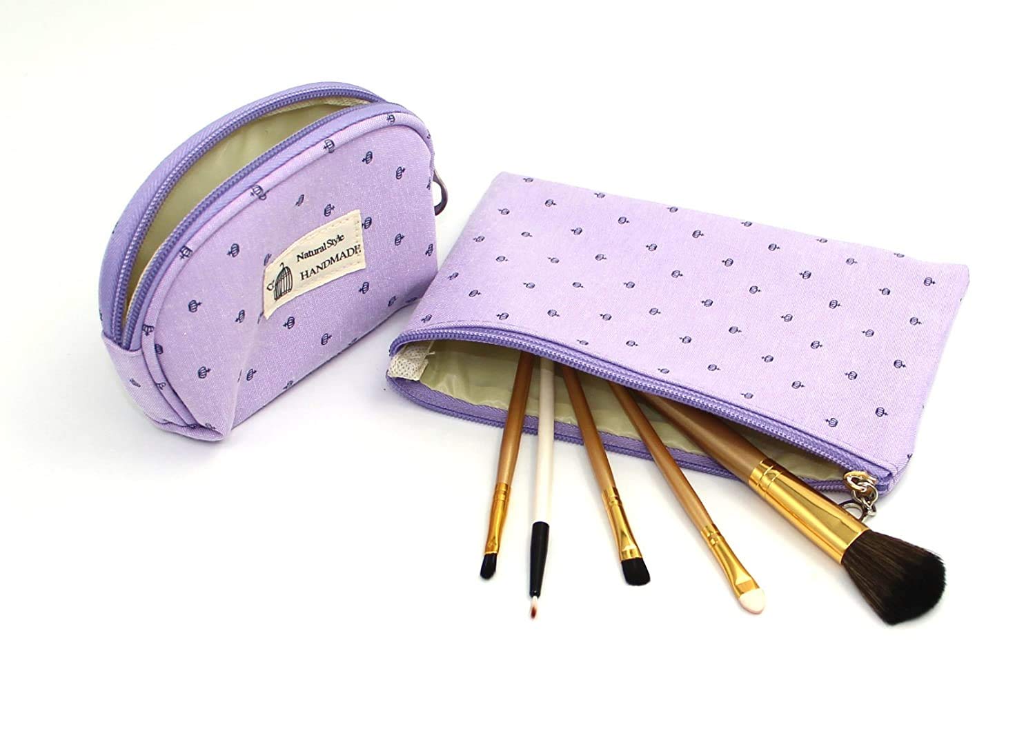 Awestuffs Portable Cosmetic Bags Set of 3 Different Sizes Makeup and Toiletry Pouch Purse Bag for Travel or Daily Use (Set of 3) (Purple) 2
