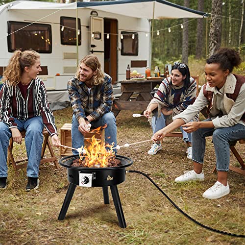 Stanbroil Portable Propane Gas Fire Pit With 8.8 Lbs Lava Rocks, 22-Inch 50000 Btu Outdoor Smokeless Gas Firebowl, Auto Ignition, Height Adjustable - Black #TOP6