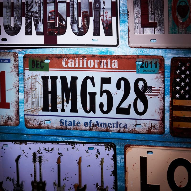 Image of HMG528 Multipurpose Metal Vintage Tin sign Boards Retro License Plate Vanity Gift Decorative Car Tag, Truck Front Plate Wall Art Design Number Plaque for Cafe, Living Room