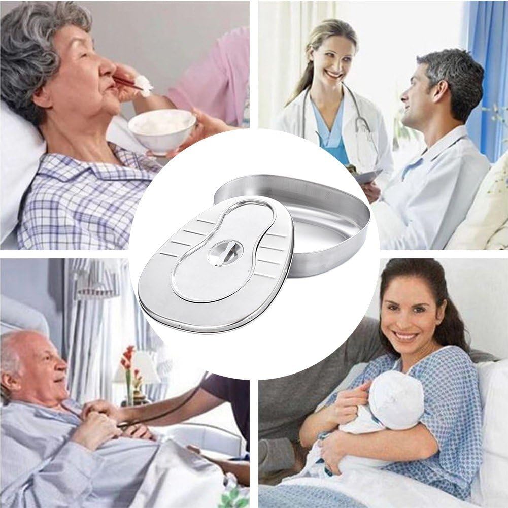 Female Slipper Urinal Bedpan for Home Nursing Care Use Stainless Steel Bedpan Nursing Urinal Portable Elderly Bed Ridden Urinal