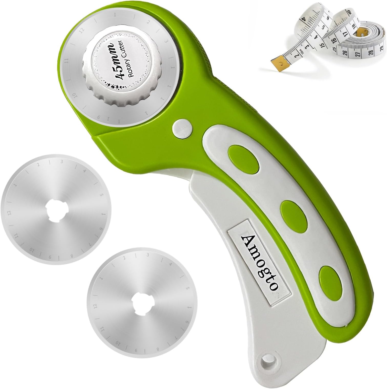Rotary Cutter for Fabric, 45mm Fabric Cutter with 3pcs Rotary Cutter Blades, Ergonomic Quilting Supplies Tool for Leather, Crafting, Sewing, Quilting, Fabric Cutter Wheel for Left & Right Hand