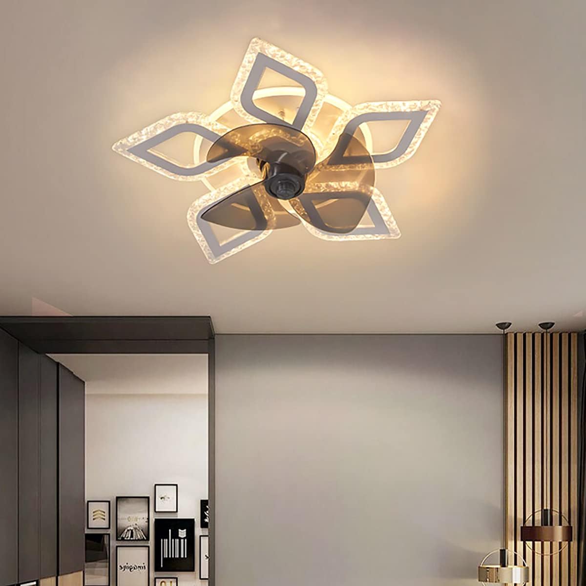 YUEGOO Ceiling Fan with Led Light Ceiling Fans with Lights and Remote for Bedrooms Modern Ceiling Fans with Lamps,​Silent in Lighting Fan Light Ceiling Bedroom in Lighting Led/White