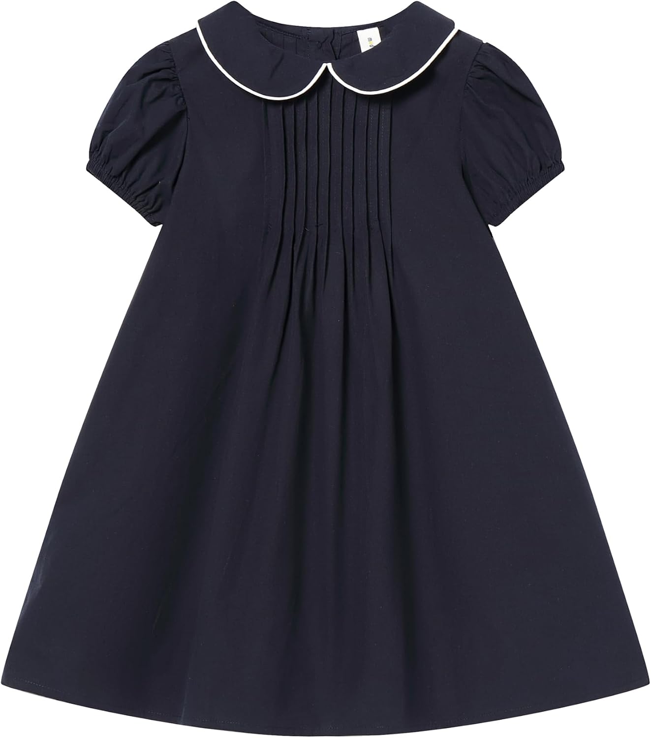 Mud Kingdom Girl Peter Pan Collar Dress Short Puff Sleeve School Uniform Summer Casual