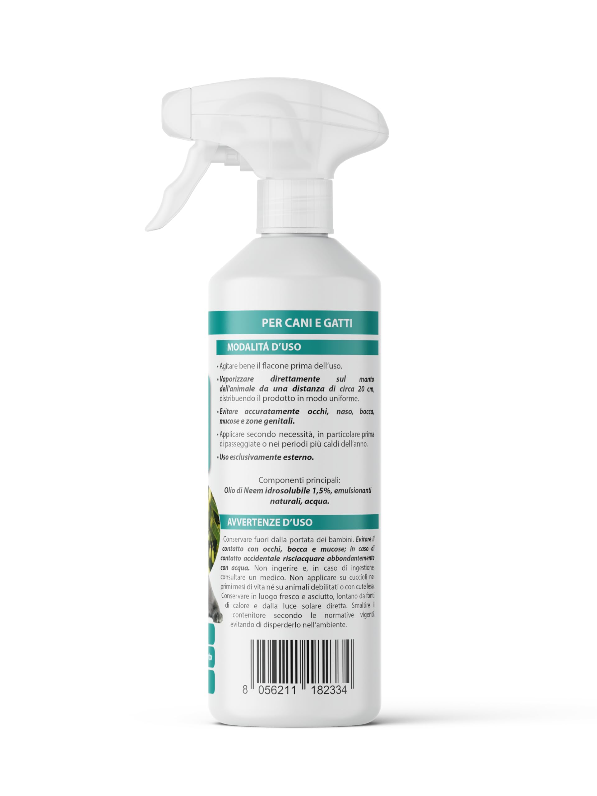 Huile de Neem pour Chiens et Chats Spray 1 L - Hydrosoluble, Naturel, Non Graisse - Action Délicate, Effet Barrière Dégoûté à Tiques Chiques Moustiques Insectes
