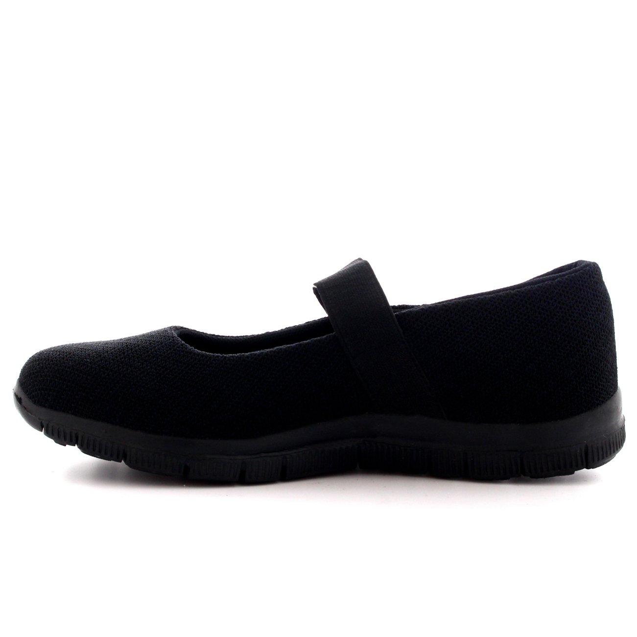 Get Fit Women’s Mary Jane Slip-On Trainers - Lightweight Elastic Walking Shoes with Cushioned Sole - Breathable Casual Sneakers for Work, Travel & Everyday Comfort - Black - UK6/EU39