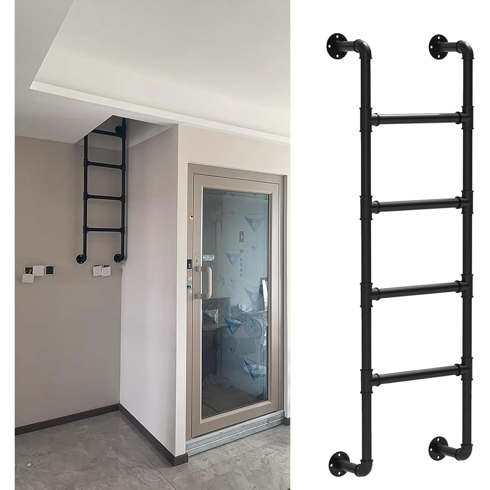 Échelle murale grenier et escabeau métallique réglable maison