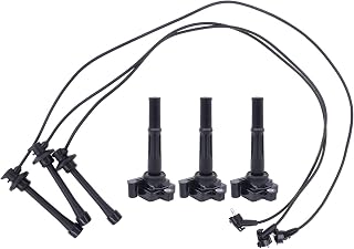 NewYall Pack of 3 Ignition Coil and Spark Plug Wire Set V6-3.4L