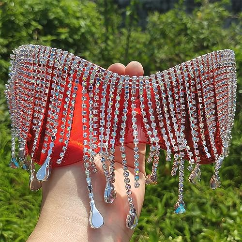 helena Wrap Around Y2K Rimless Sunglasses for Women Men Oversized Trendy Rhinestone tassel Sun Glasses Visor Shield Shades2