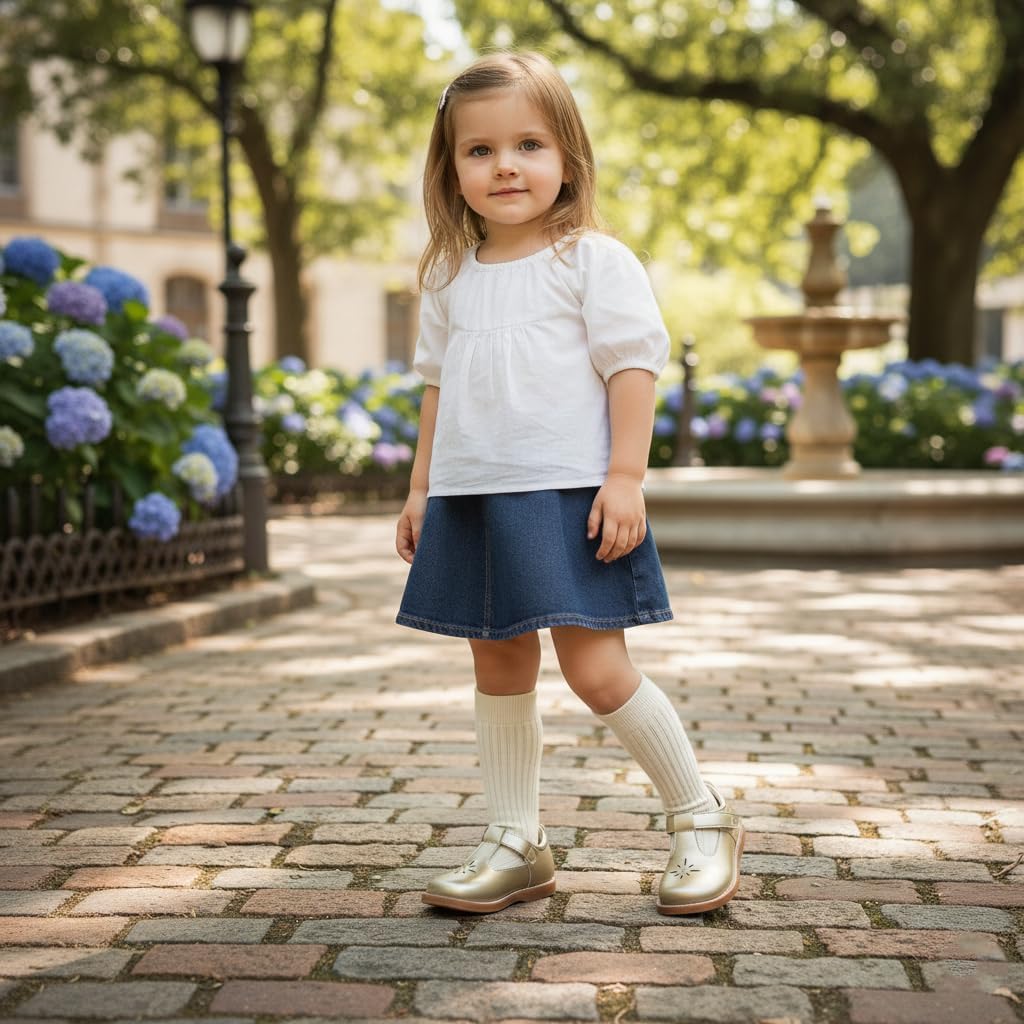 Kolan Todder Little Girls Oxford Shoes Mary Jane T-Strap School Uniform Party Dress Flat Shoes - Image 4