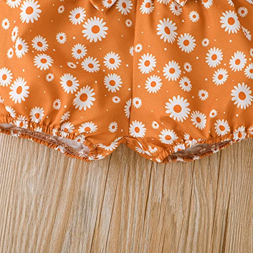 Image of Newborn Baby Girl Clothes Snap Cotton Bodysuit Floral Shorts Baby Headband Infant 3Pcs Outfits Summer Set
