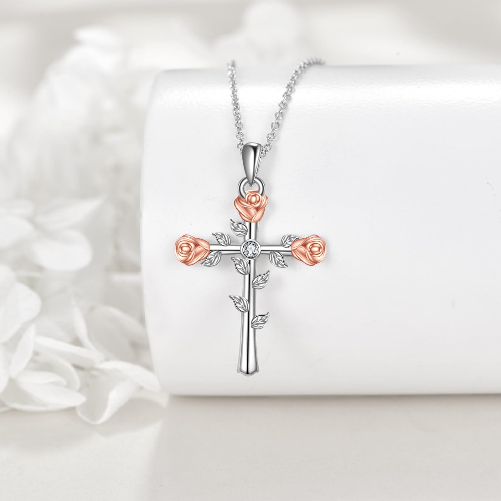 Kreuz Halskette 925 Sterling Silber Glaube Anhänger Religiöser Schmuck Geschenk für Damen Männer