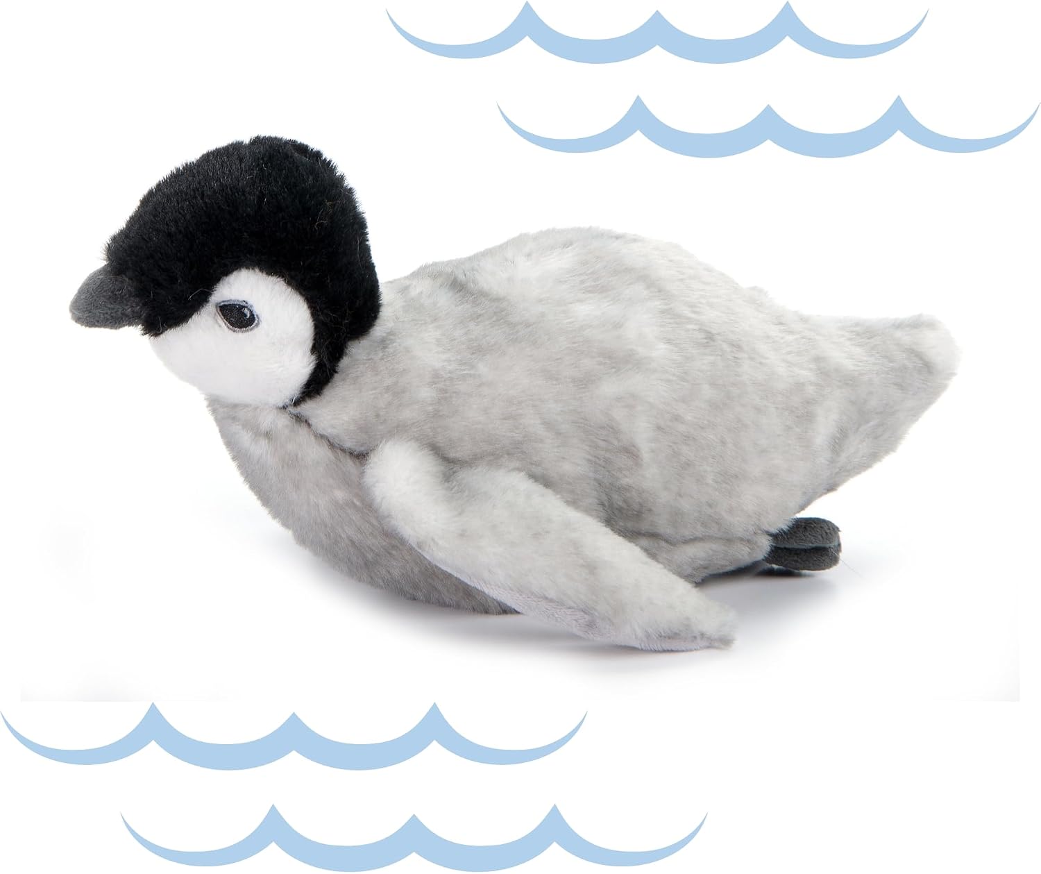 The Petting Zoo Swimming Penguin Chick Stuffed Animal Plushie, Gifts for Kids, Earth Keeperz Sealife Animals, Zoologee Grey Penguin Chick Plush Toy, 11 inches