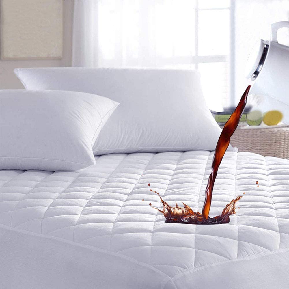 Dudu N Girlie Deep Single Mattress Protector - Waterproof Fitted Mattress Cover - Quilted Anti - Allergy Mattress Protector Topper Pad (Single 90 x 190+25 cm)