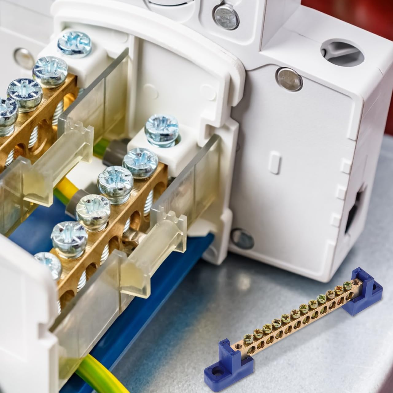 OSALADI 4pièces Barrette Terre Cuivre Borne De Mise à La Terre Pour Boîtier De Distribution Électrique Avec Isolation Et Vis De Fixation Utilisation Sécurisée Distribution Et Équipement in
