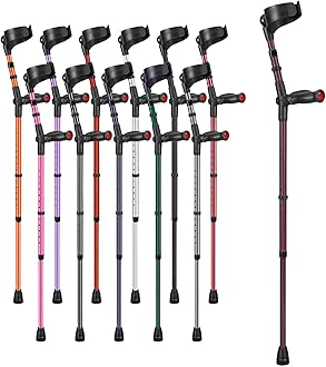 Ossenberg Comfort Grip Closed Cuff Double Adjustable Crutch – Aubergine - Right Handed | Height Adjustable Elbow Crutch for Men Women Adults Arthritis Comfort Anatomic Handle Forearm Ergonomic