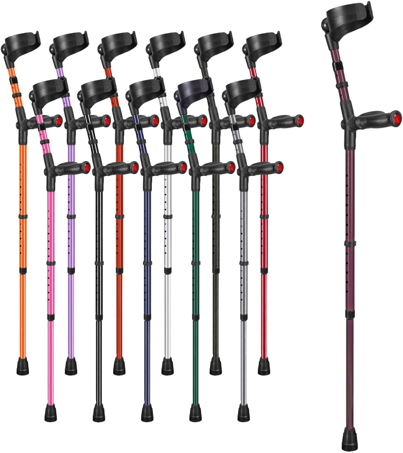 Comfort Grip Closed Cuff Double Adjustable Crutch – Aubergine - Right Handed | Height Adjustable Elbow Crutch for Men Women Adults Arthritis Comfort Anatomic Handle Forearm Ergonomic