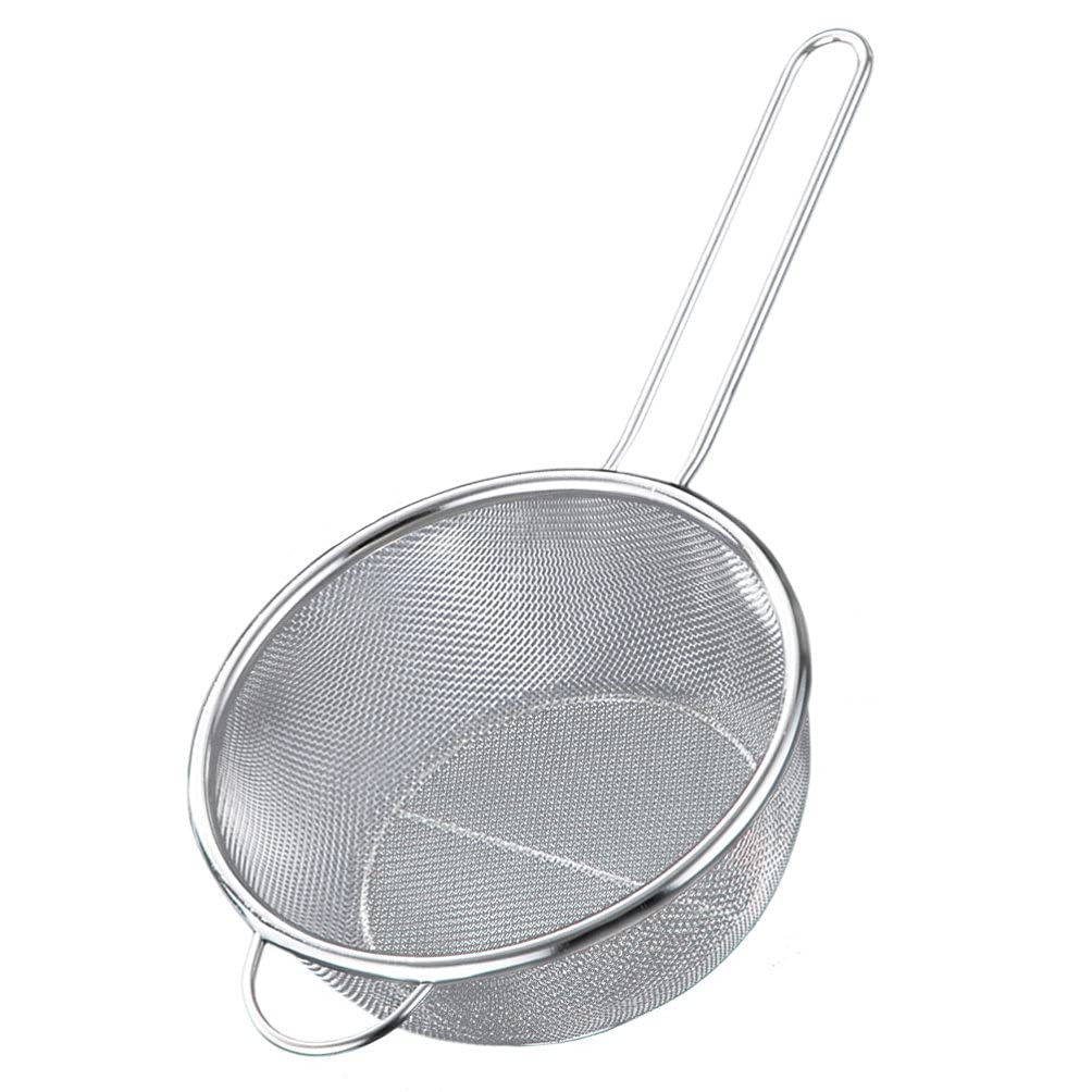 Colador de Mango Largo de Malla Fina de Acero Inoxidable de 20 cm: Ideal para freír, Pasta y Fideos