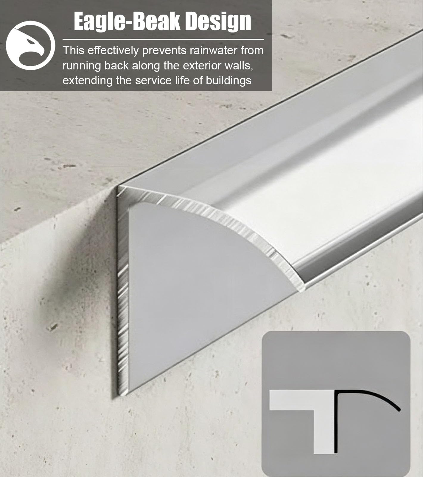 Vierteaguas Muro Exterior Perfil de Goteo Impermeable para Terraza/Balcón | Barrera Impermeable para Prevenir el Reflujo de Agua de Lluvia, Deflector de Goteo(WxH 30x30.5mm(1.2x1.2in),3Pack)