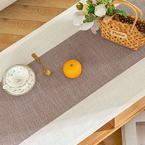 Qiden Waterproof Coffee Table Cloth, Coffee Table Covers For Living Room Rectangle Cotton Linen Tablecloth With Tassel Decoration - 20 X 60 Inch #TOP4