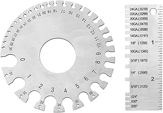 Kopida 2PCS Stainless Steel Thickness Gauges, Wire Gauge Iron Plate Measurement Tool-Round Wire Cable Sheet Thickness Gauge and Wire Thickness Gauge Silver