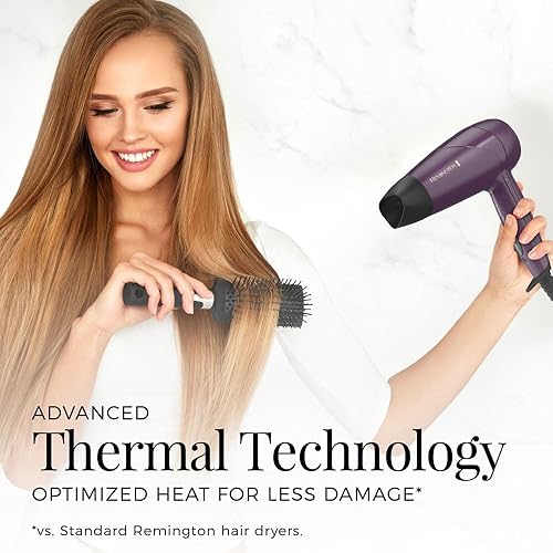 Miniatura 5 de Remington Secador de pelo con tecnología térmica avanzada, mango plegable para viajes, 1875 vatios de potencia de secado