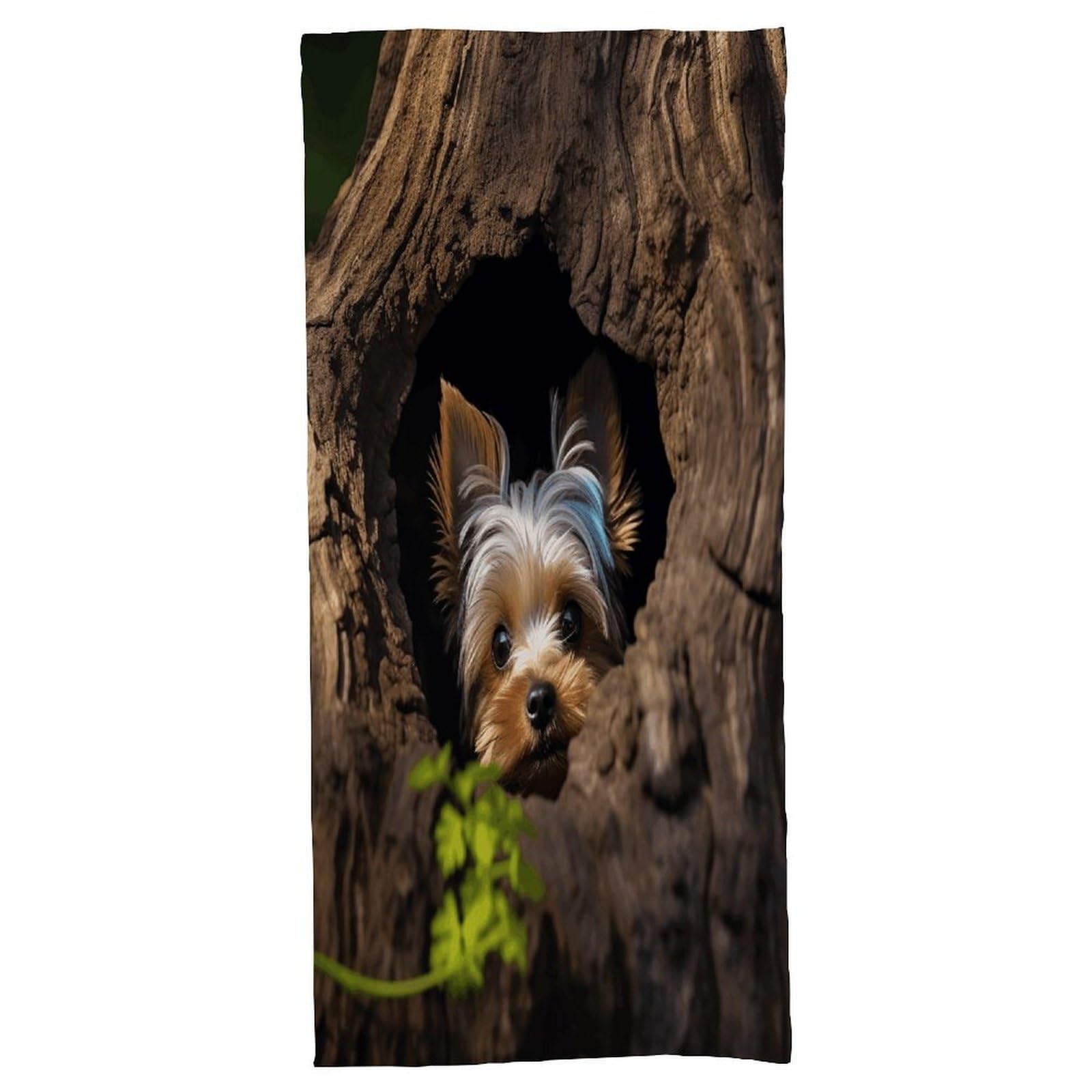 Fodpand Style A Little Yorkshire Terrier Nestled In A Tree Hole Bath Towel, Highly Absorbent & Quick Drying Beach Towel, Compact & Lightweight Pool Towel For Bathroom, Beach, Pool, Gym, Spa, And Hotel Use