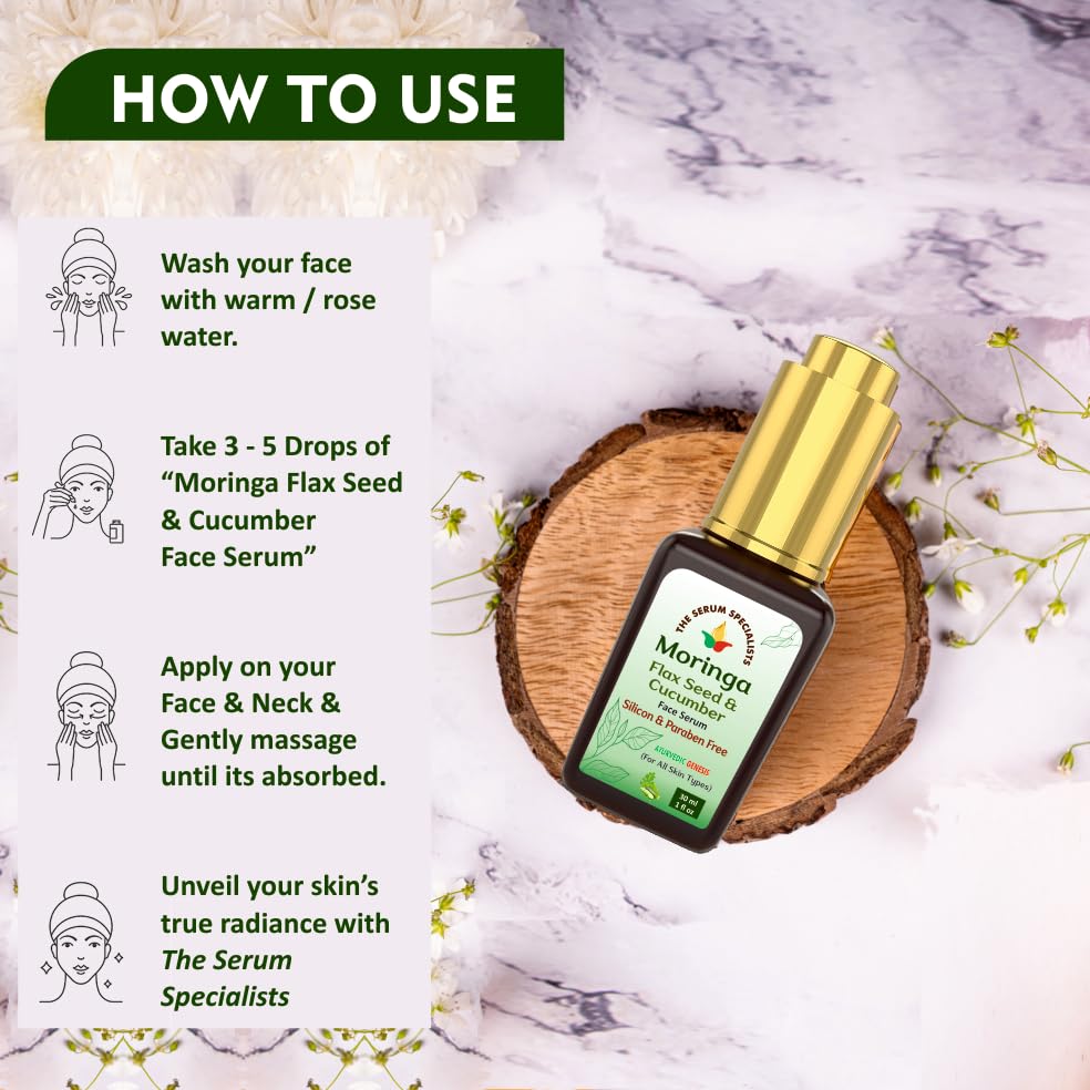 Image of Moringa Flax Seed & Cucumber - Hydrating & Soothing | Infused with Moringa, Flax Seed & Cucumber Extracts | Refreshes & Calms Skin | For All Skin Types | 30ml